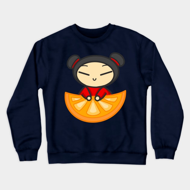 Orange Pucca Crewneck Sweatshirt by aishiiart